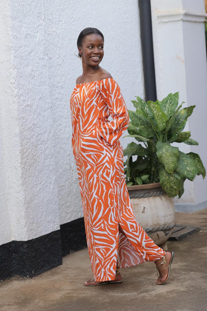 Off shoulder maxi with slits