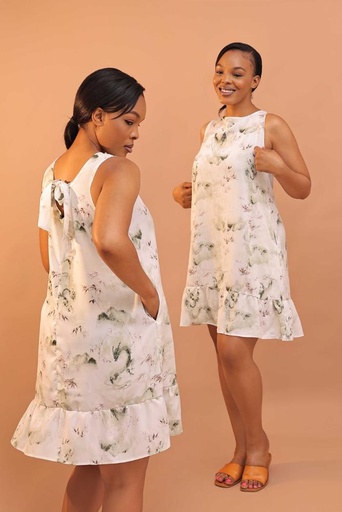 Botanical pattern flowy dress