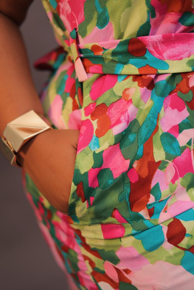Color Storm Pattern Maxi Dress