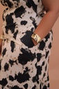 Ivory Stroke Pattern Maxi Dress