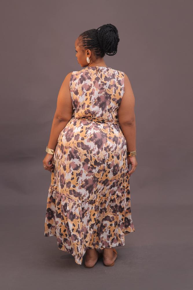 Bronze Splash Pattern Maxi Dress
