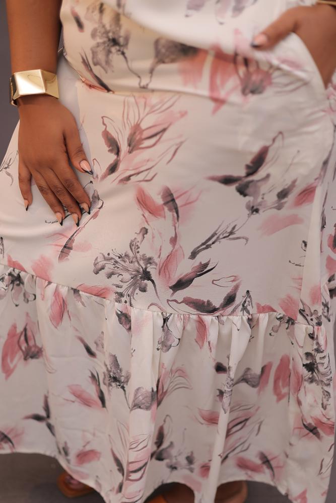 Rose Bloom Pattern maxi Dress