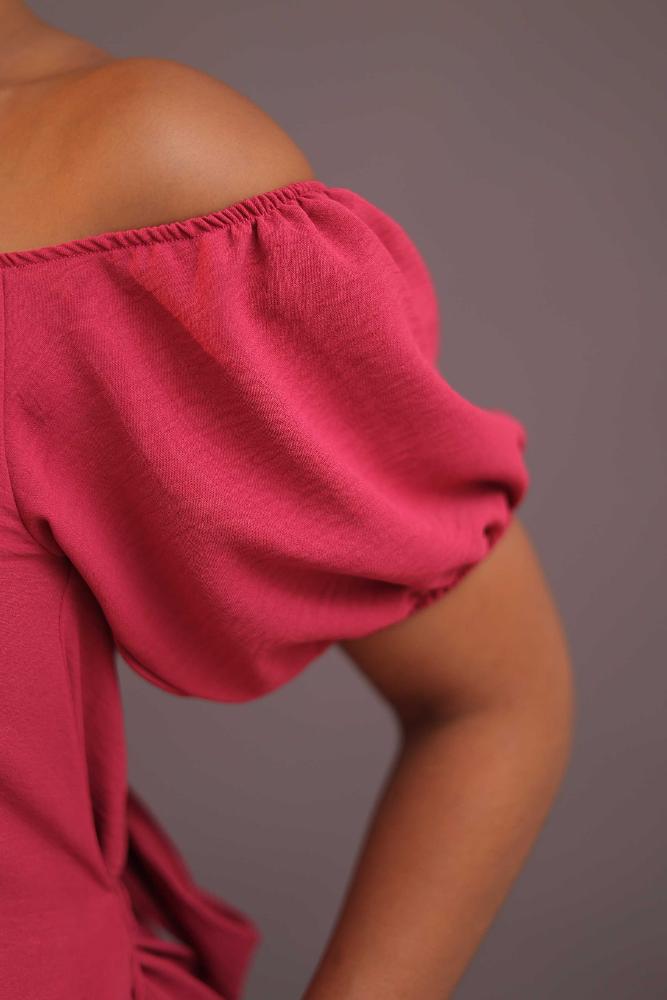  Off shoulder Short Belted Dress