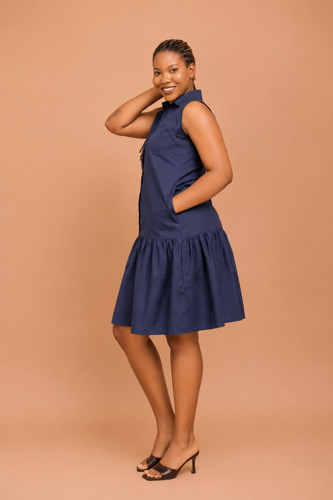 Cotton Sleeveless Shirt Dress