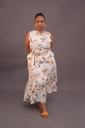 Mocha Bloom Pattern maxi Dress