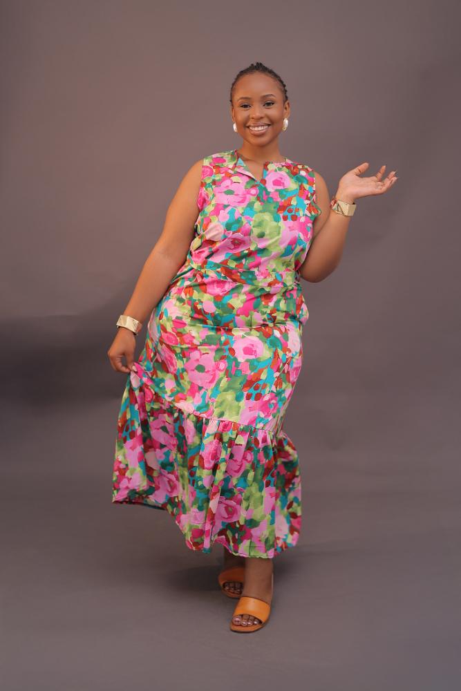 Color Storm Pattern Maxi Dress