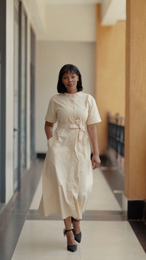 Cotton Studio Shirt Dress — Biege