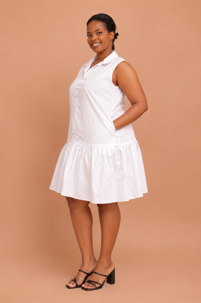 Cotton Sleeveless Shirt Dress