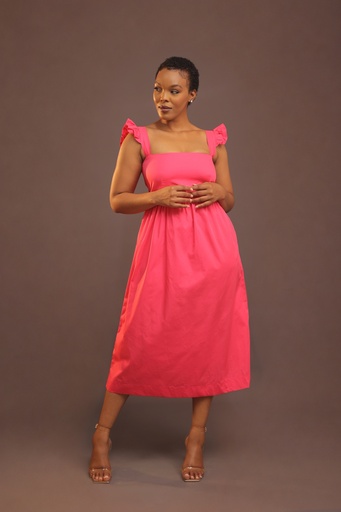 Solana Open-Back Midi Dress — Pink