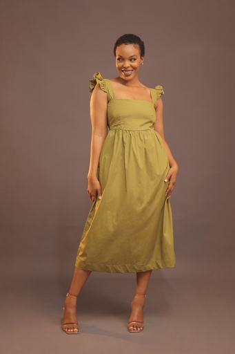 Solana Open-Back Midi Dress — Green