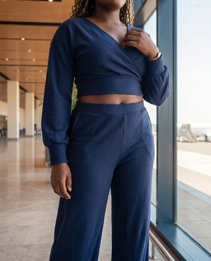 Ease Lounge Top — Navy Blue