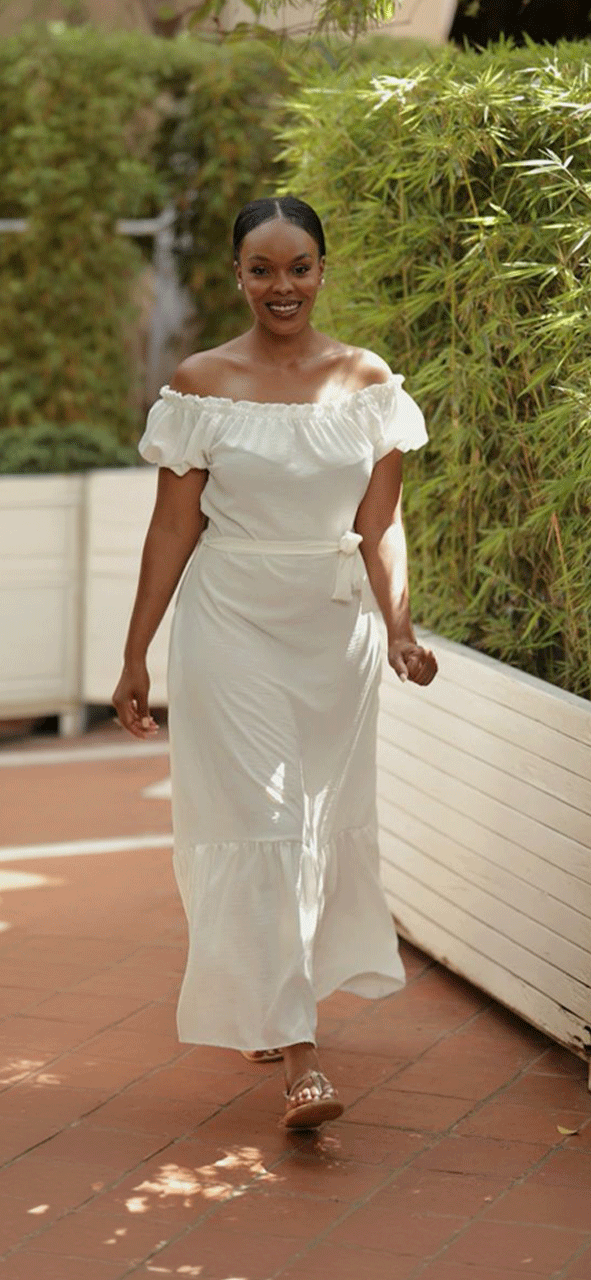 Off shoulder Belted Maxi 
