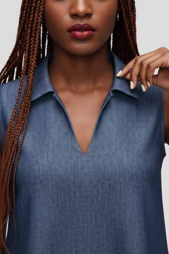 Denim Collared Short Dress