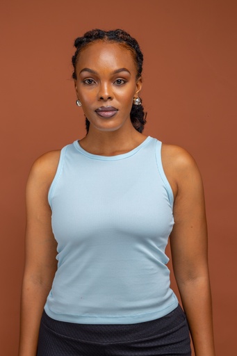 Ribbed Basic Top High Neck