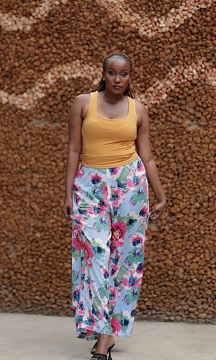 Garden mist pattern wide leg pant